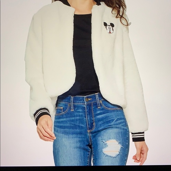 Disney Jackets & Blazers - NWOT Disney Mickey Mouse Faux Fur Bomber Jacket